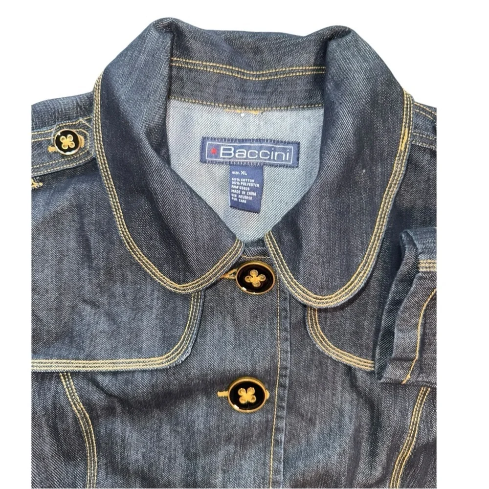 Baccini Denim Tie Waist Trench Coat XL - Picture 5 of 15